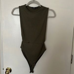 Nastygal sage green body suit, size 4